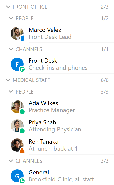 Teams in your contacts